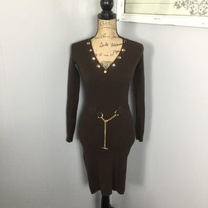 Moda international XS Brown Sweater Dress w belt